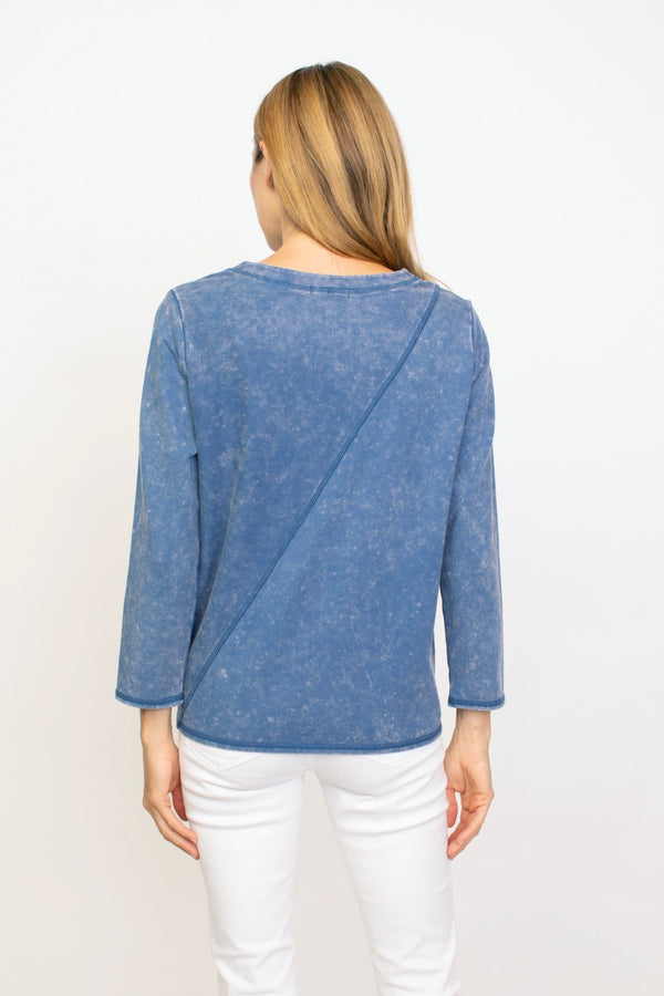 Washed Terry Twist Tie Pullover Twilight