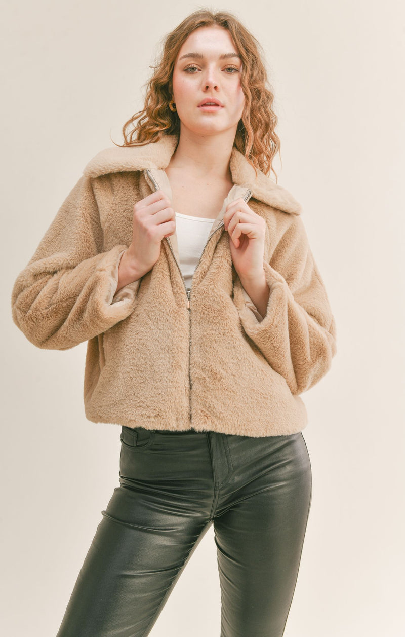 Libby Fur Jacket Taupe