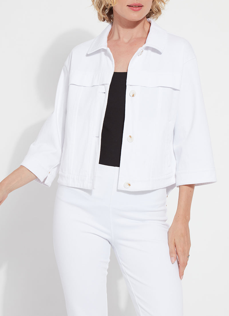 Remi 3/4 Sleeve Denim Jacket White