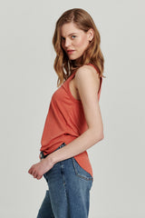 Ellis Vneck Curved Hem Tank Brick