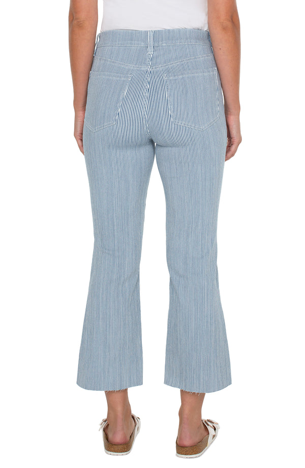 Gia Glider Twisted Seam Crop Flare Pants Chambray Stripe
