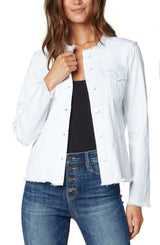 Fray Hem Classic Jean Jacket Bright White