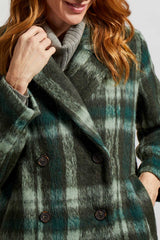 Lined Double Breasted Plaid Jacket Green Tea
