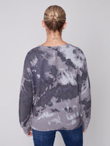 Printed Peace Design Dyed Sweater Charcoal