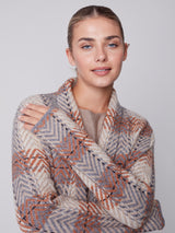 Collared Single Button Plaid Cardi  Truffle