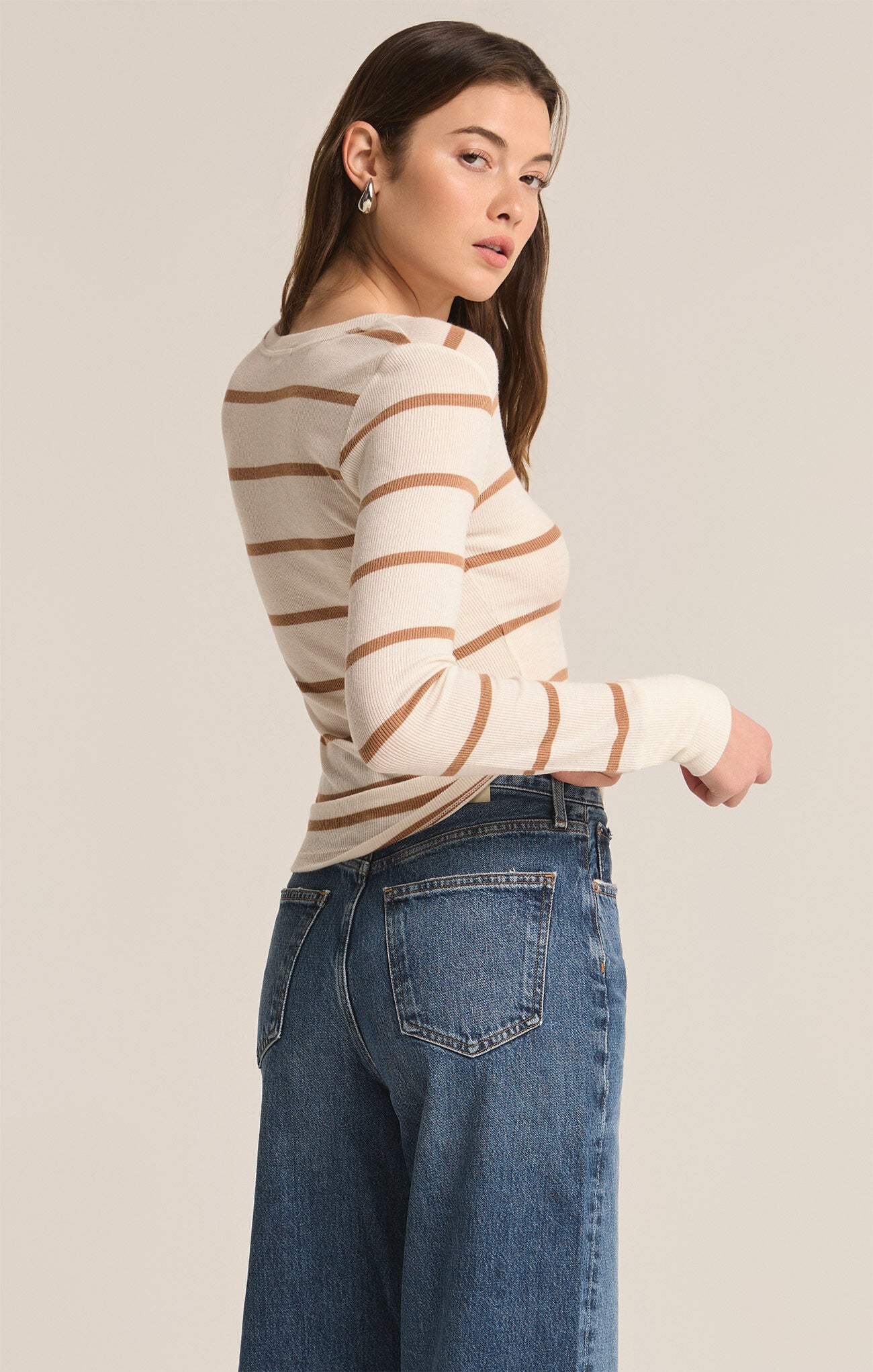 Scarlett Rib Henley Sea Salt