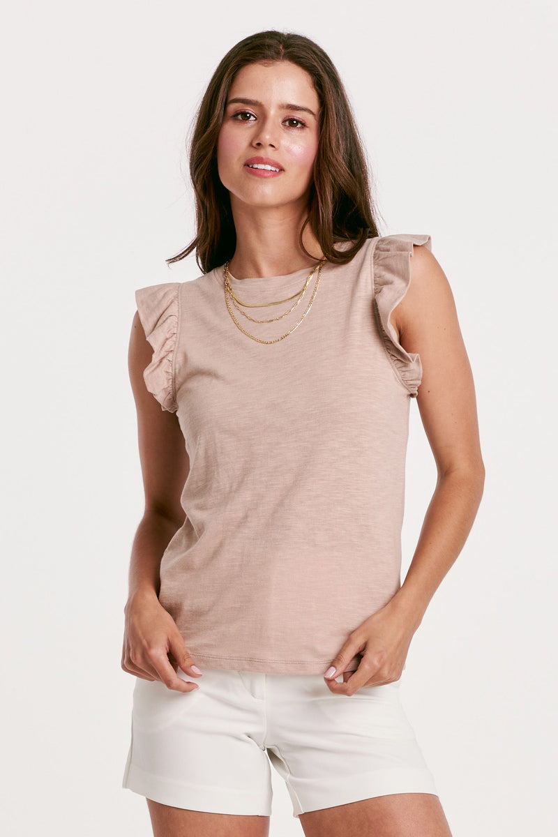 North Ruffle Trimmed Tank Warm Sand