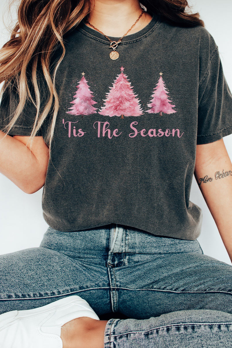 Tis The Season Pink Trees Tee Pepper