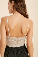 Sheer Floral Scallop Edge Brami Champagne