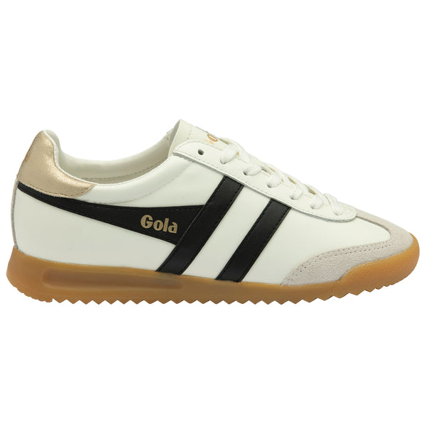 Torpedo Leather Sneakers Off White, Black + Gold