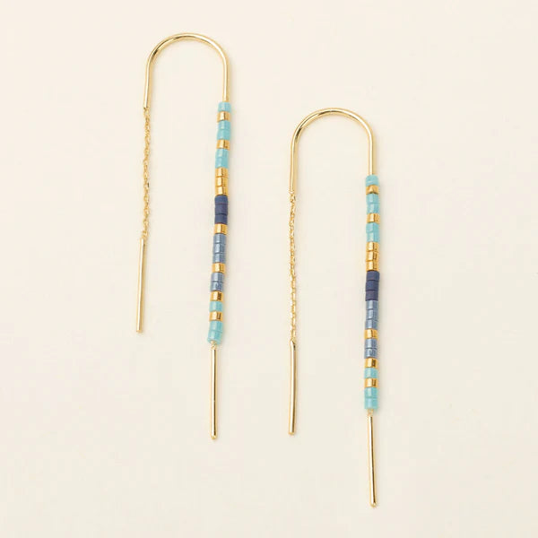 Chromacolor Miyuki Thread Earrings Cobalt Multi + Gold