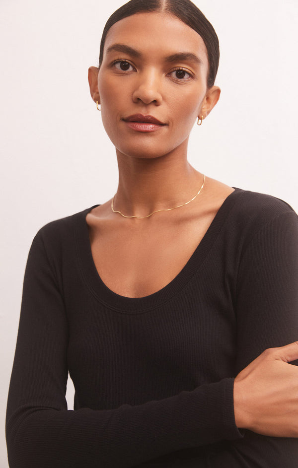 Sirena Rib Long Sleeve Shirt Black
