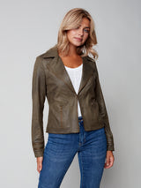 Vintage Suede Moto Jacket Pine