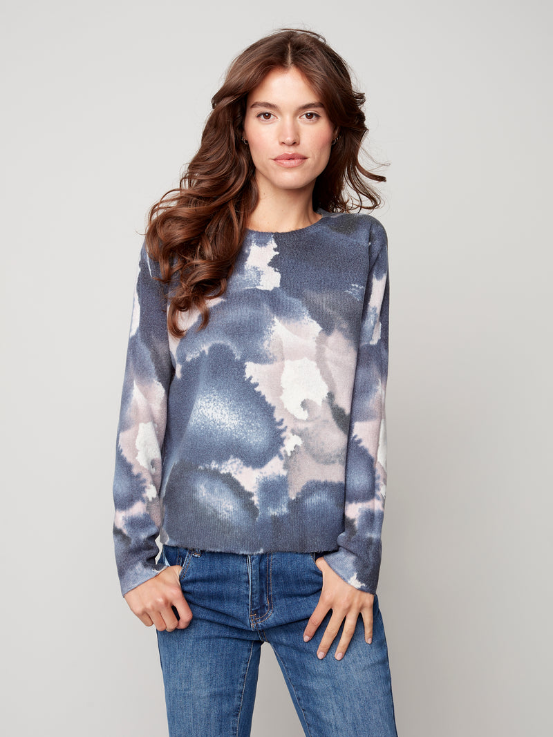 Reversible Printed Sweater Lilac