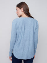 Cuff Lace Up Detail Sweater Heather Snowflake