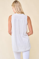 Broken Lines Fray Detail Tank Off White