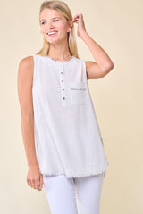 Broken Lines Fray Detail Tank Off White