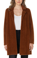 Open Front Cardigan Sweater Coat Penny Brown