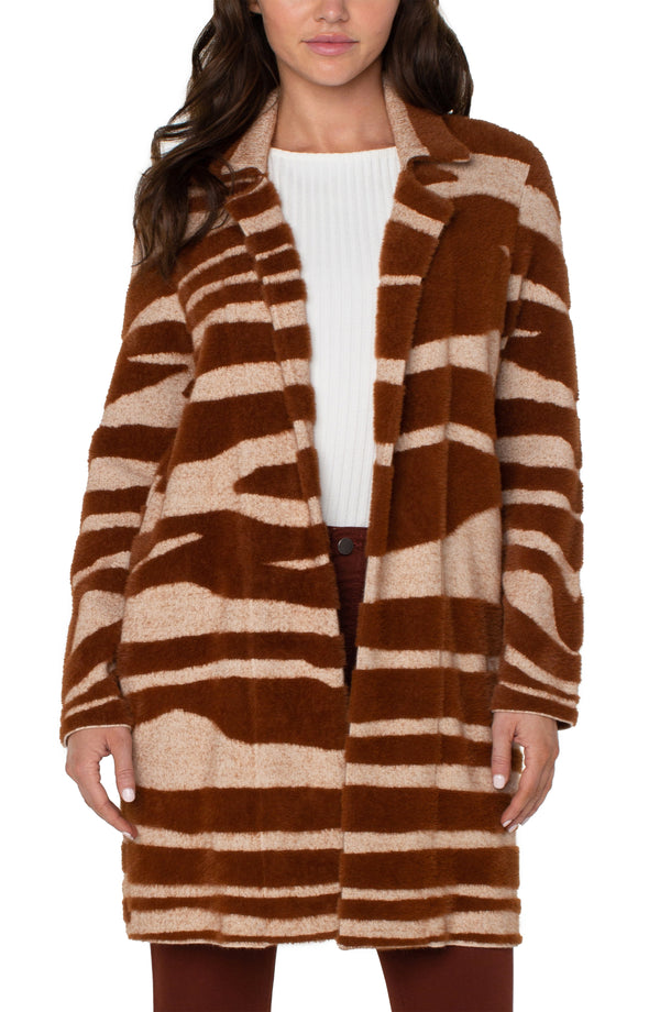 Open Front Cardigan Sweater Coat Rust + Oat Animal