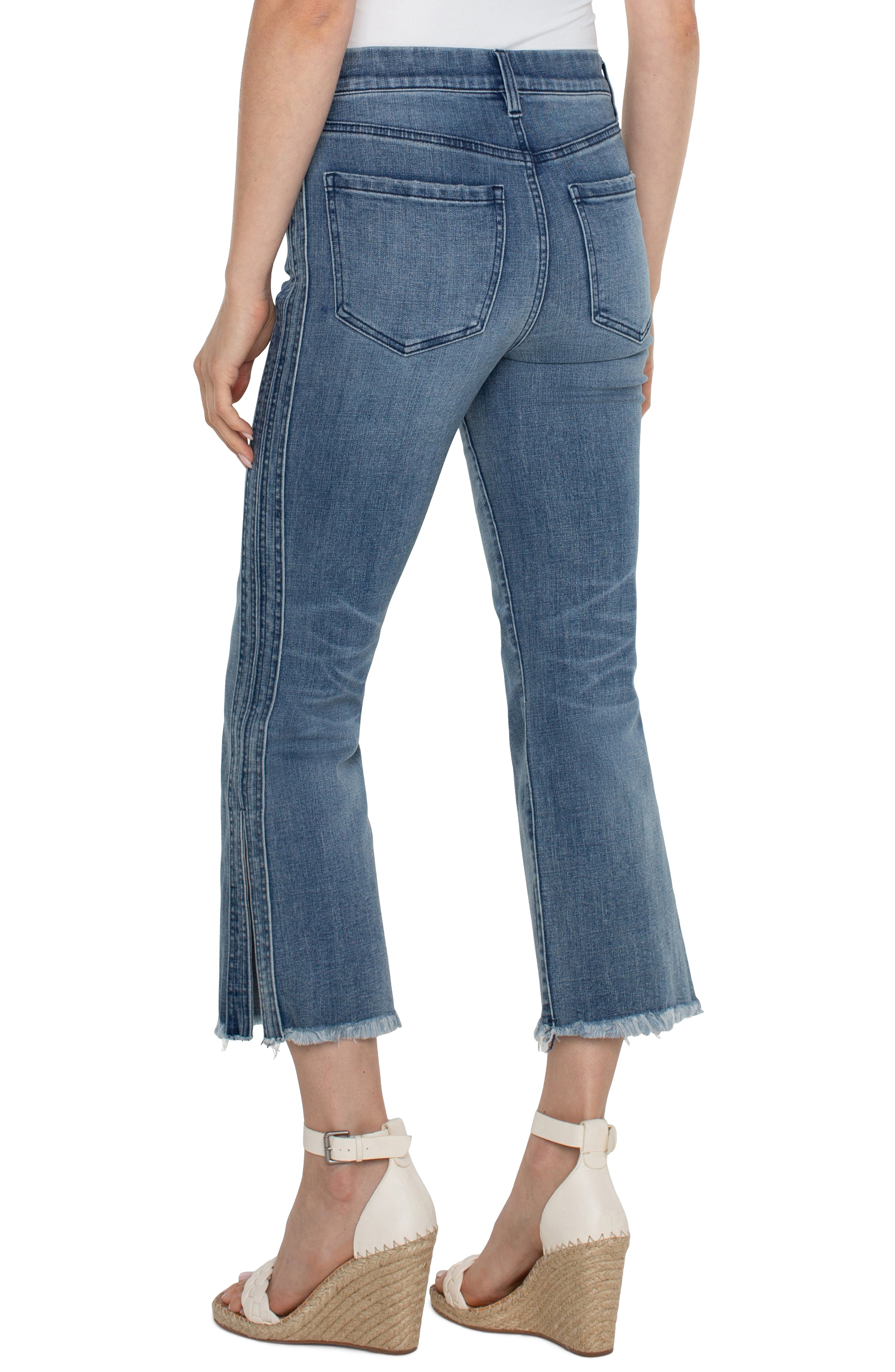 Gia Crop Side Seam Slit Detail Flare Jeans Cherry Creek