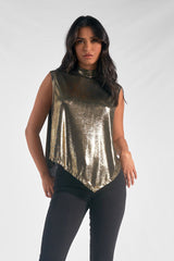 Asymmetric Metallic Tank Gold