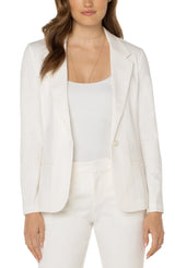 Classic Fitted Solid Blazer Vintage White
