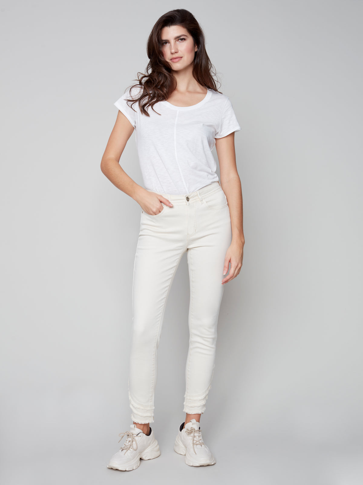 Frayed Hem Denim Pant Natural