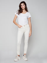 Frayed Hem Denim Pant Natural
