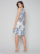 Printed Linen Aline Sleeveless Dress Bloom