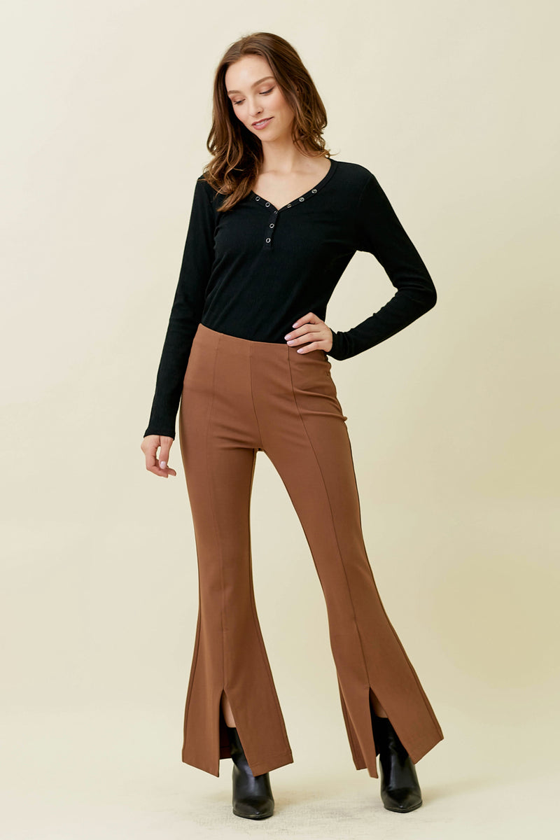 Front Seam Slit Flare Pants Coffee Broadway in Stanley Front Seam Slit Flare Pants Coffee Broadway in Stanley