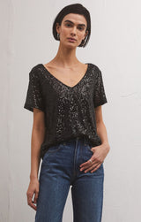 Marbella Sequin Top Black