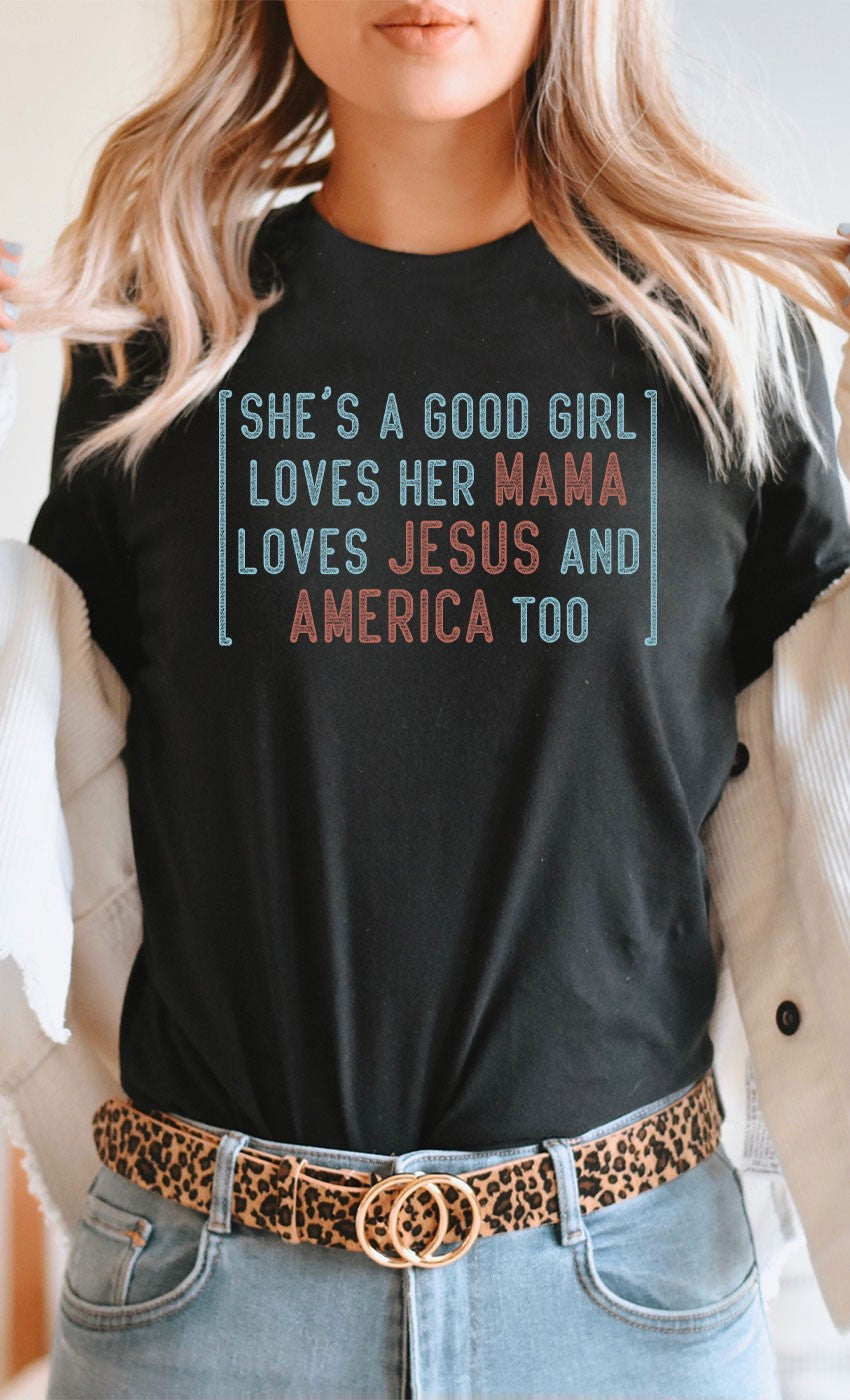 She's A Good Girl Petty Tee Heather Black