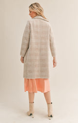 Marceau Houndstooth Coat Ivory + Brown