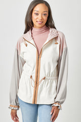 Colorblock Anorak Jacket Ivory Mix