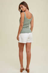 Ribbed Padded Knit Bra Top Dusty Sage