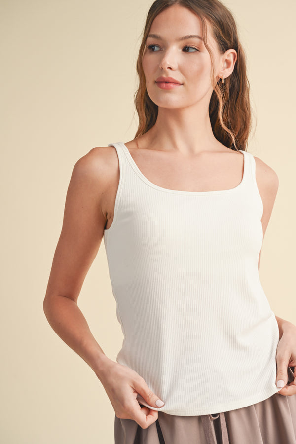 Ribbed Padded Knit Bra Top White