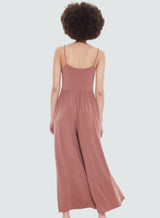 Strappy Knit Flowy Leg Jumpsuit Clay