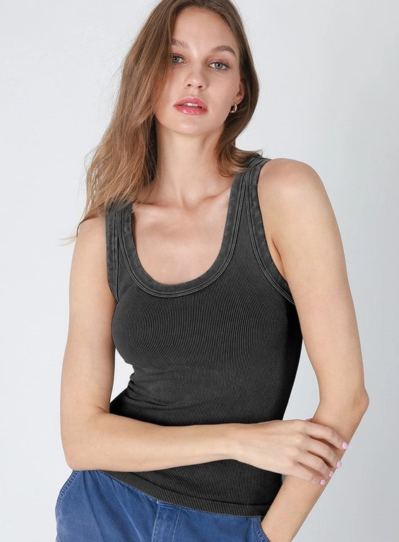 Vintage Reversible Ribbed Tank Vintage Black