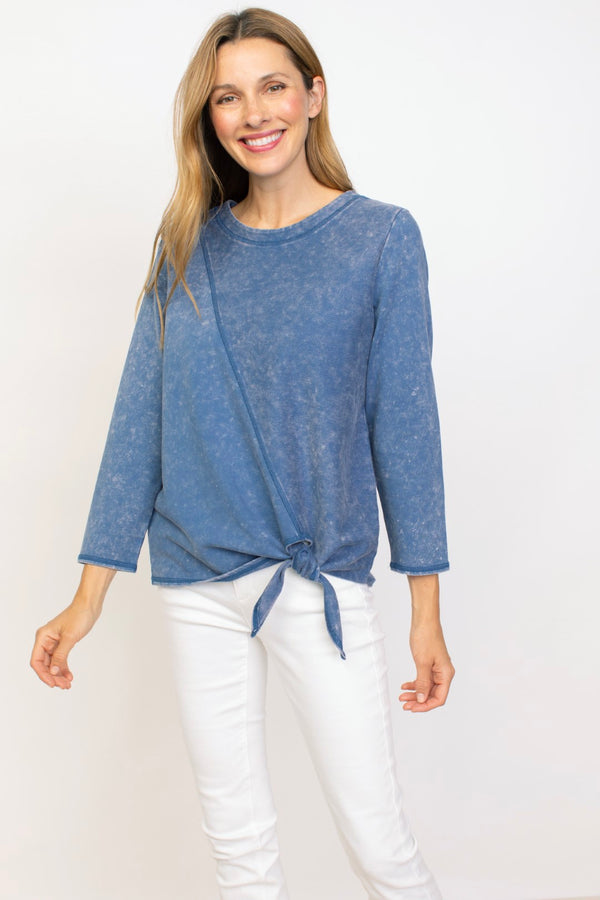 Washed Terry Twist Tie Pullover Twilight
