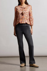Audrey Pull On Studded Split Microflare Jean Stone Black