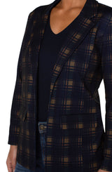 Princess Dart Boyfriend Blazer Navy + Amber Tartan Plaid