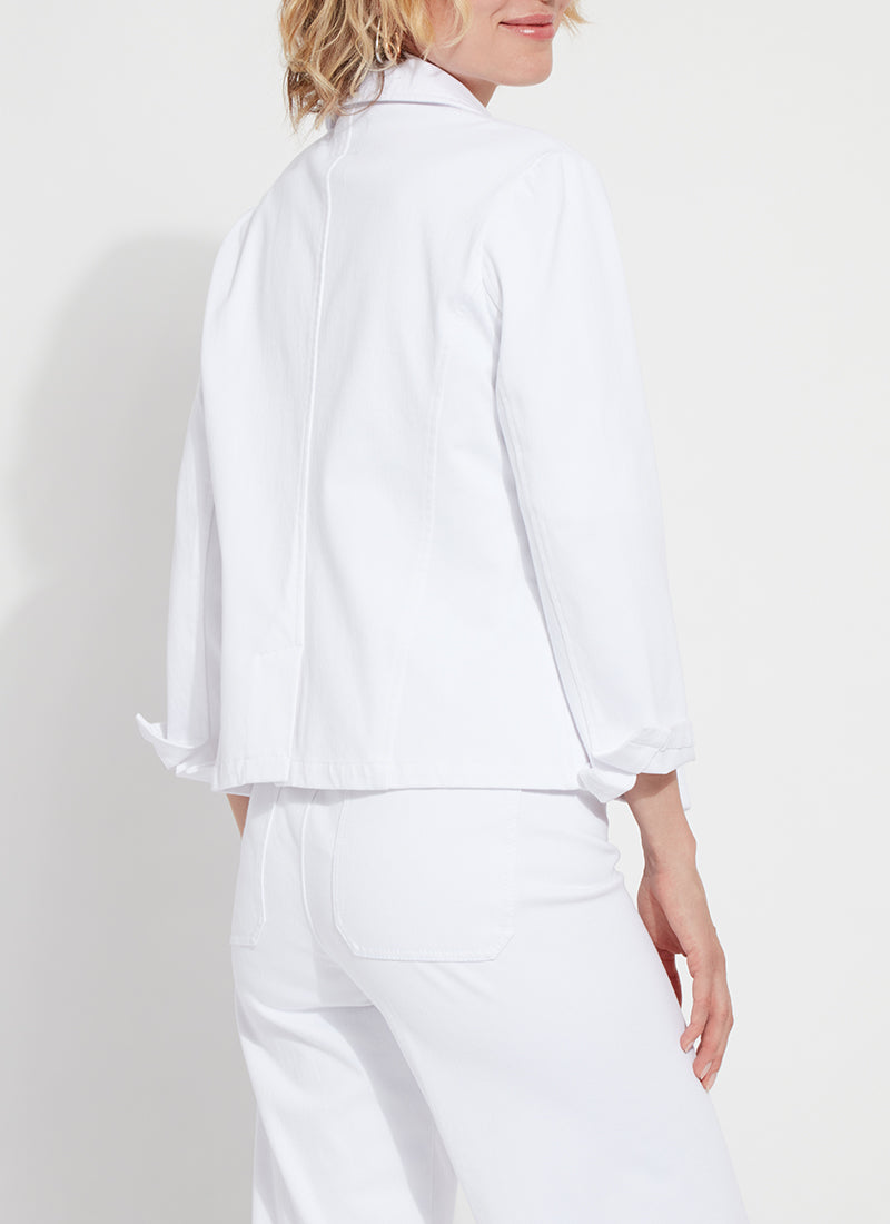 Della Denim Cropped Blazer White