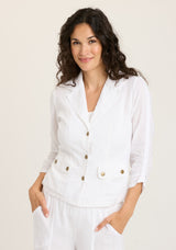 Linen Folksy Jacket White