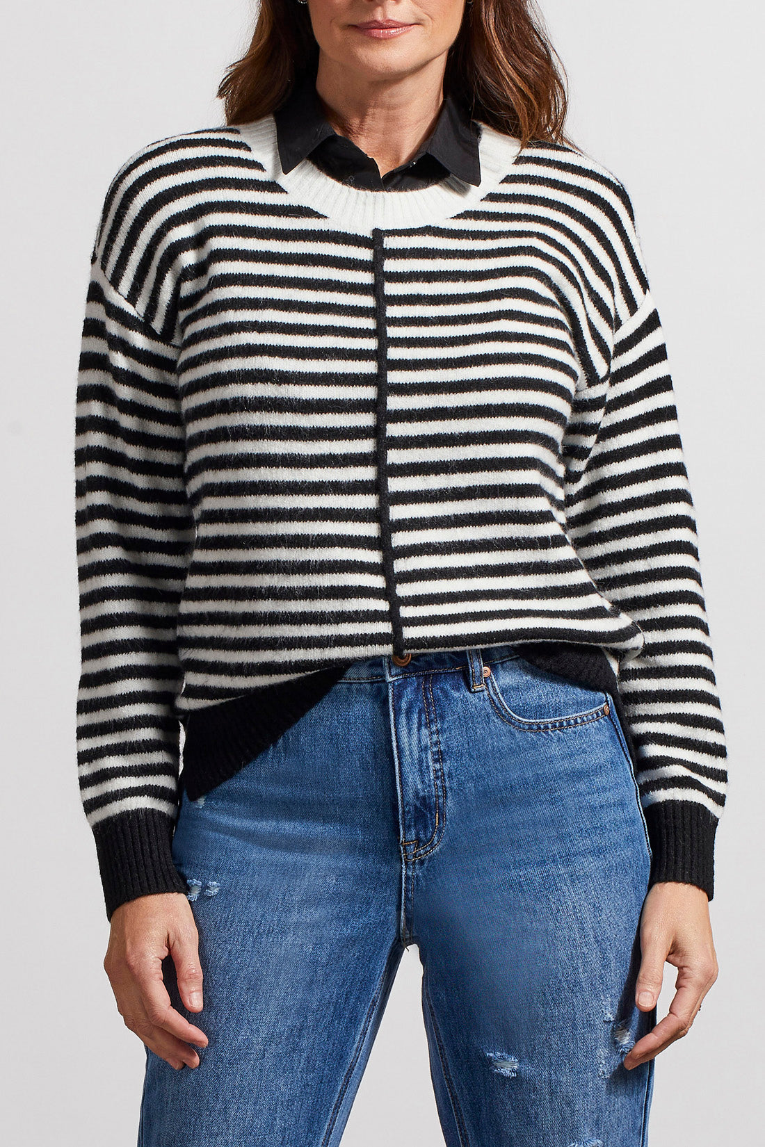 Button Up Fooler Collar Black