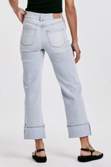 Holly Piped Detail Cuffed Wide Leg Jeans Positano