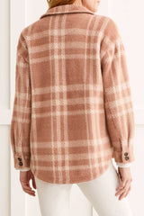 Oversize Plaid Fuzzy Shacket Cinnamon