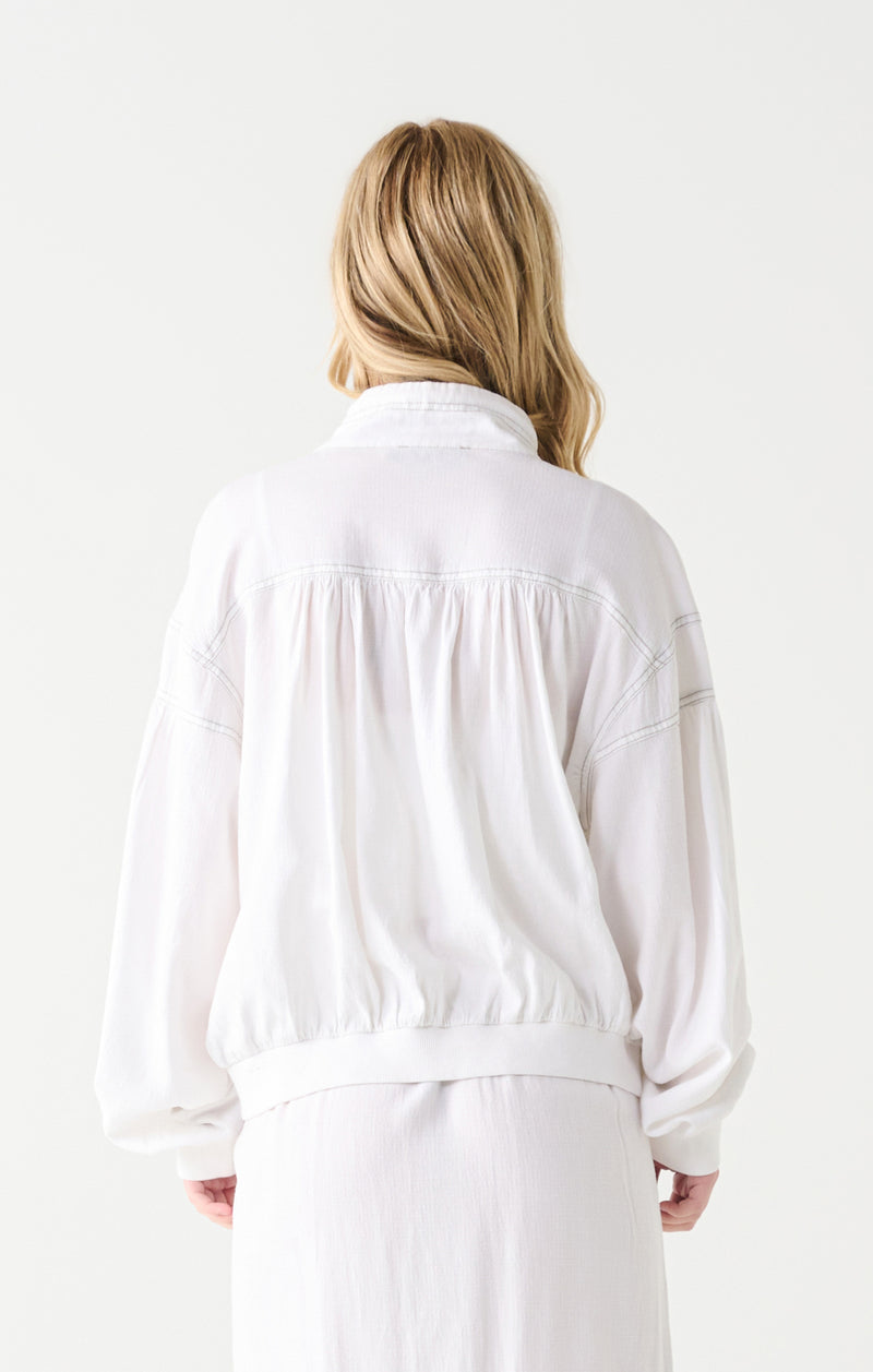 Contrast Stitch Oversize Jacket White Wash