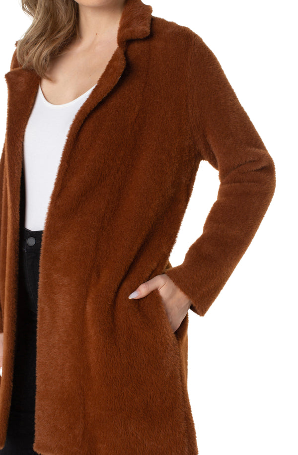 Open Front Cardigan Sweater Coat Penny Brown