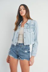 Fray Hem Denim Jacket Light Denim