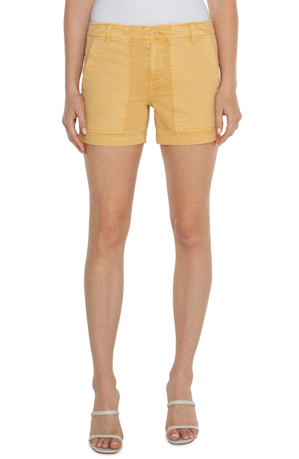 Utility Flap Pocket Shorts Flaxen Gold